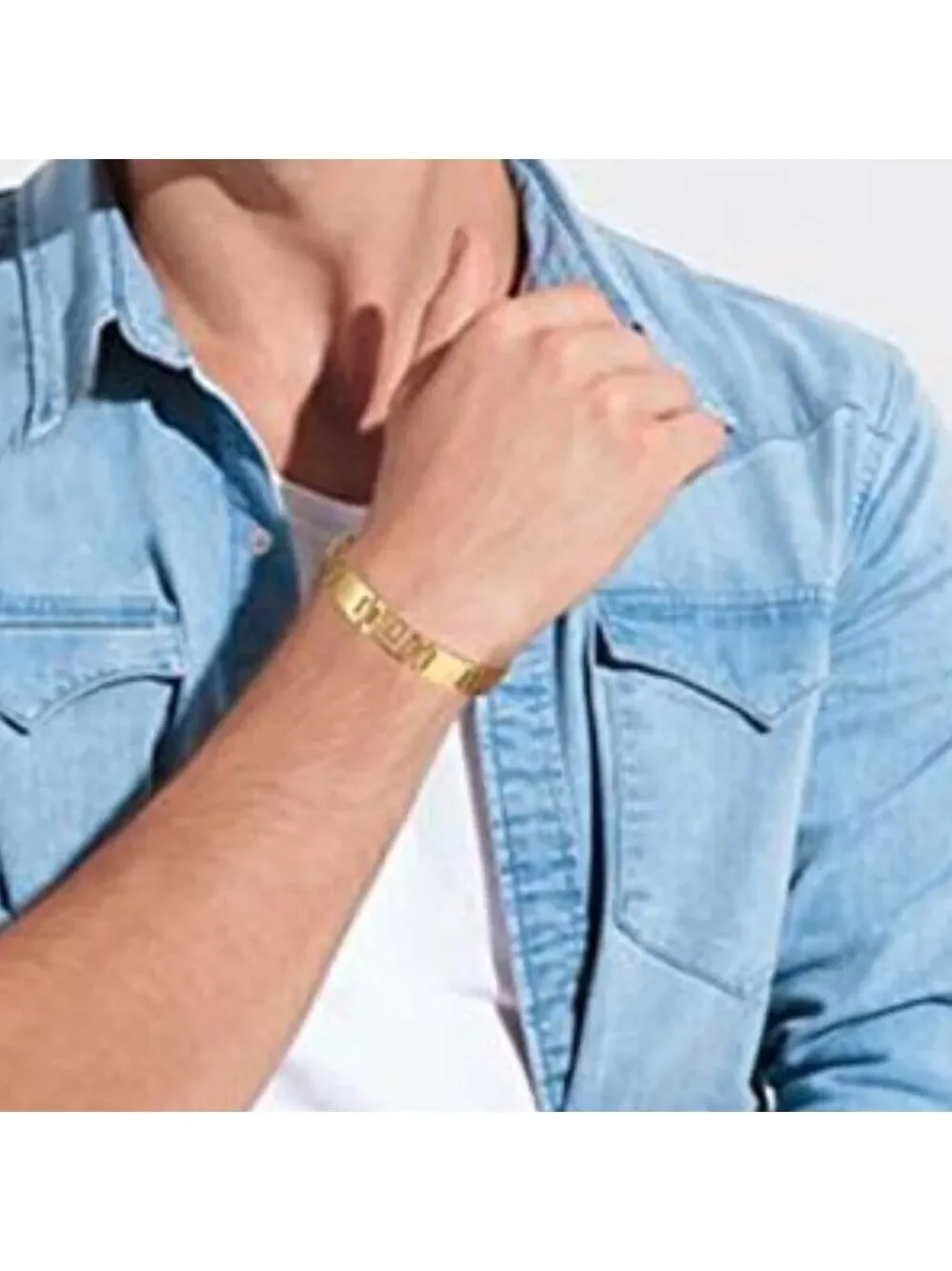 Magnetic Bracelet for Women Men, 9.44'' Unique Design Gold Titanium Steel